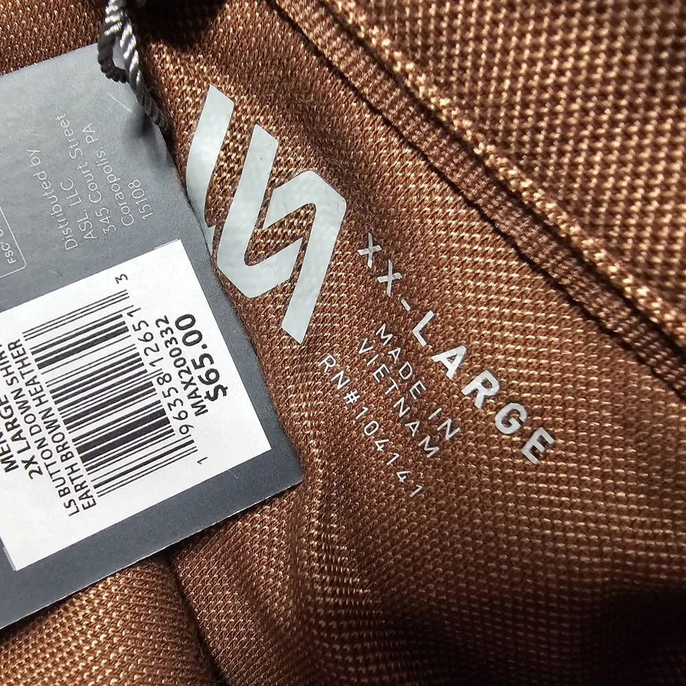 VRST Men's Long Sleeve Button Down Shirt Men's Brown Long Sleeve Shirt - Picture 10 of 11